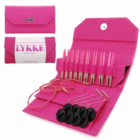 Lykke rundpinne sett korte BLUSH Magenta Basketweave