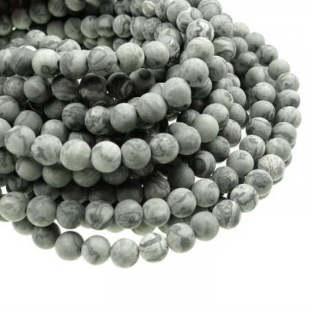 Perler Jaspis grå matte 