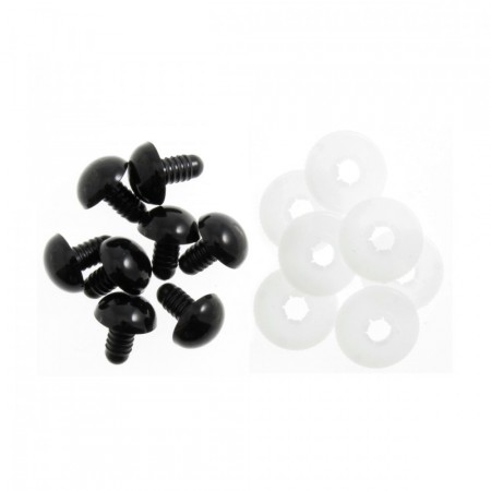 Bamseøyne Sorte 12mm