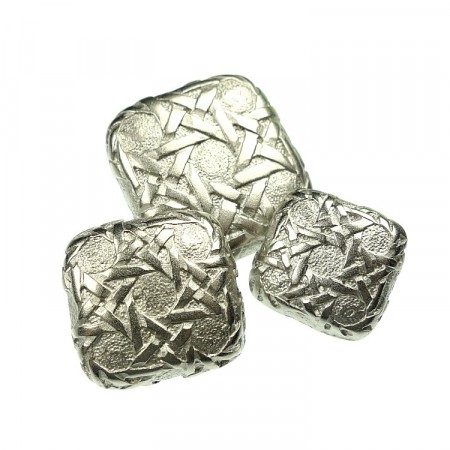 Matte metallknapper i sølv kvadratiske 1b