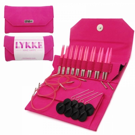 Lykke rundpinne sett korte BLUSH Fuchsia Denim