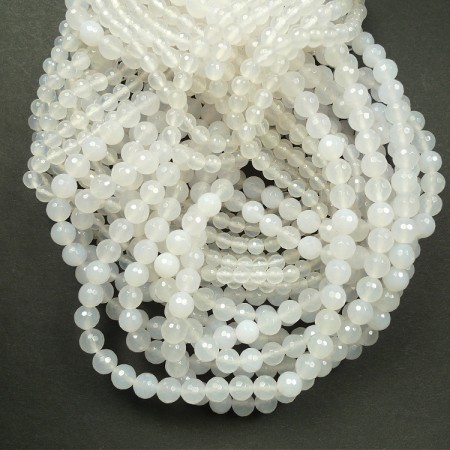 Steinperler Agat hvit fasett