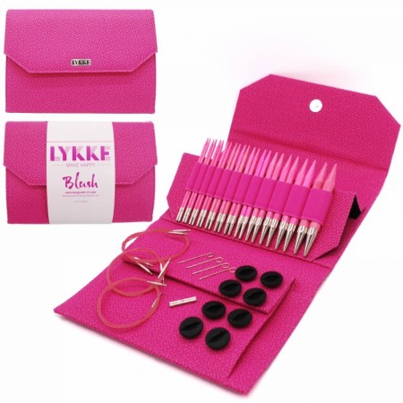 Lykke rundpinne sett lange BLUSH Magenta Basketweave