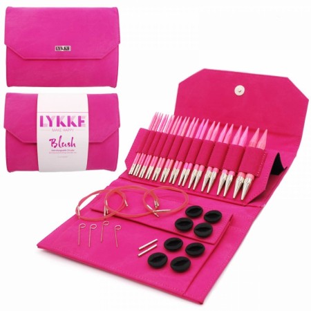 Lykke rundpinne sett lange BLUSH Fuchsia Denim