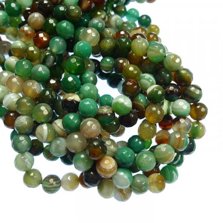 Steinperler Agat grønn og brun fasett