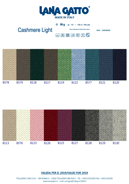 Lana gatto Cashmere Light fargekart